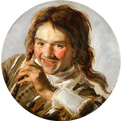 Gemaltes Bild vom Frans Hals: „Bustbild eines lachenden Knaben mit Flöte“